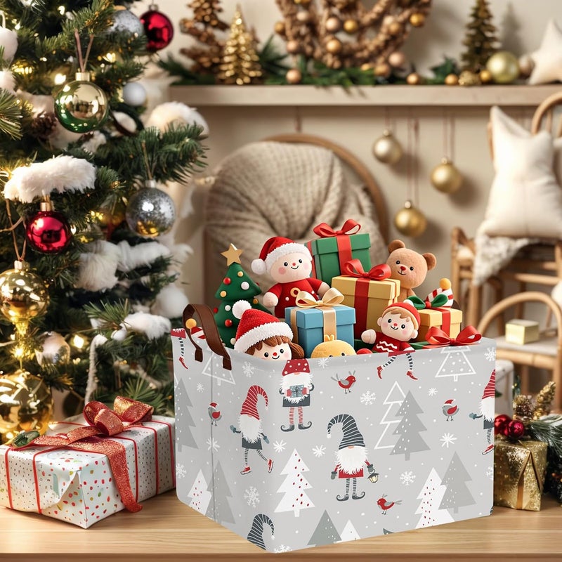 SETAMA Empty Large Christmas Basket for Gifts Women Collapsible Storage Bin Kids Toy Box Holiday Décor (Dwarf Grey) - Image 3